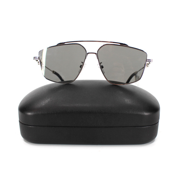 Fendi 58mm O'Lock Navigator Sunglasses NEW Silver Metal Frame Logo Gray Lens - Picture 2 of 7